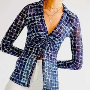 Free People Lucky Shirtee - Sheer Button-Up Size M